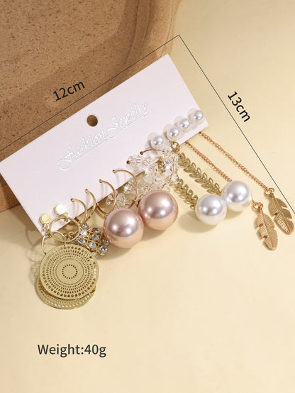 New Combination 6-piece Earring Set With Simple Temperament, Niche High-end Feeling, Earring Set