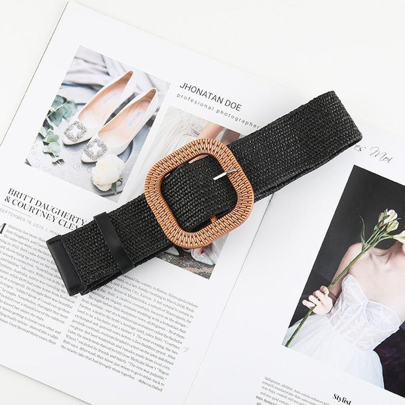 Cotton And Linen Straw Woven Belt Women Buy Center