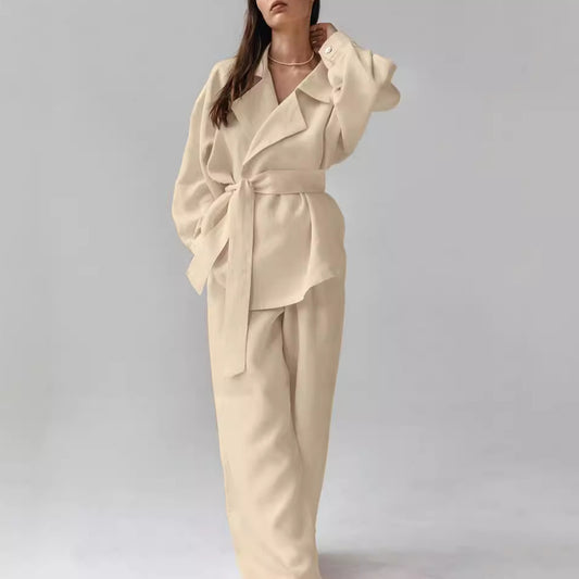 Buy Center Prestige-Women's Suit Collar Lace-up Suit Loose And Simple