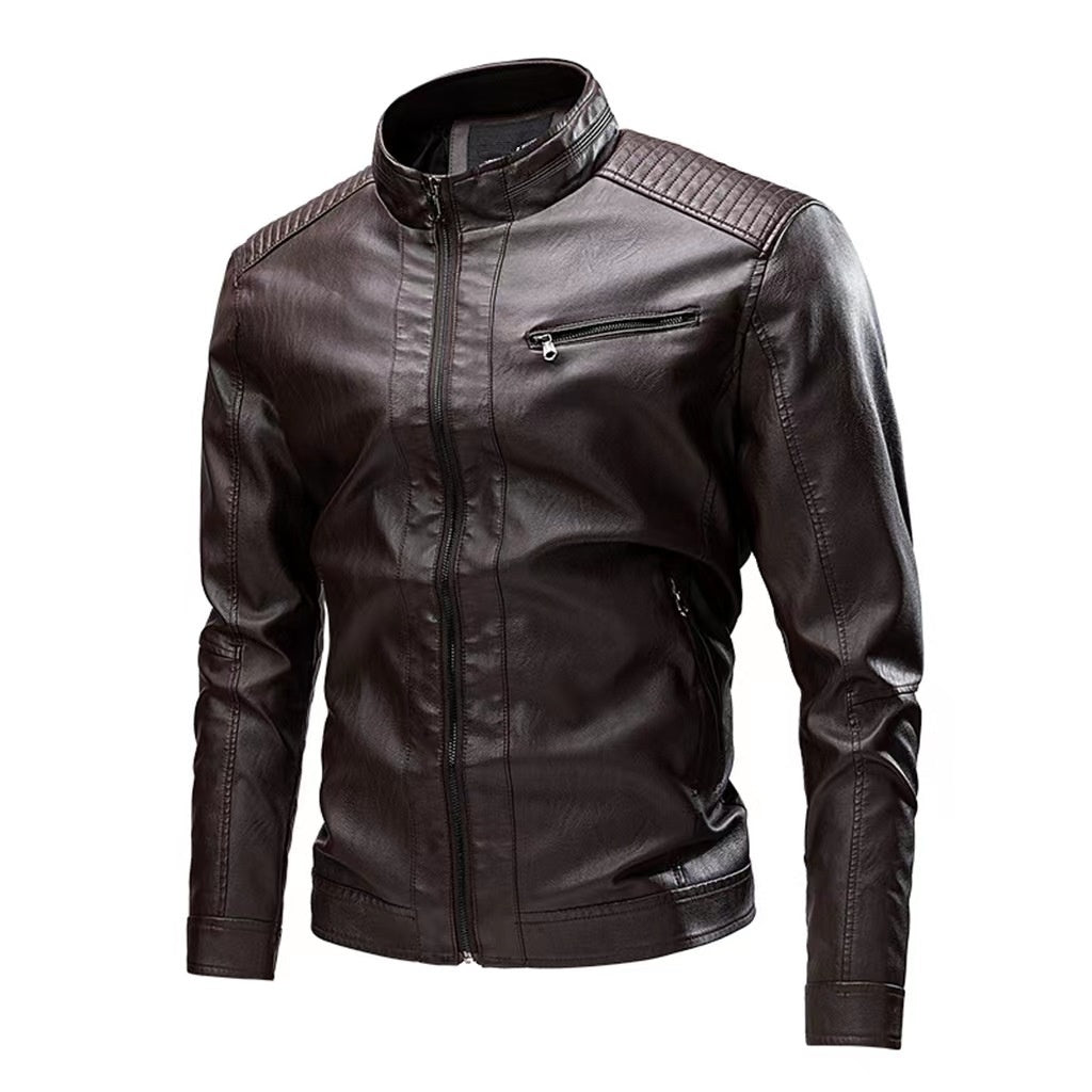 Spring And Autumn Cross-border Casual Men's Leather Clothing Stitching Motorcycle Retro Fashion Leather Jacket Coat Buy Center