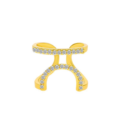 Hot New Items at Buy Center: Cross-border New Arrival Micro Inlaid Zircon Graceful Personality Wear Removable Fake Nail Tip Ring Light KC Gold 9859