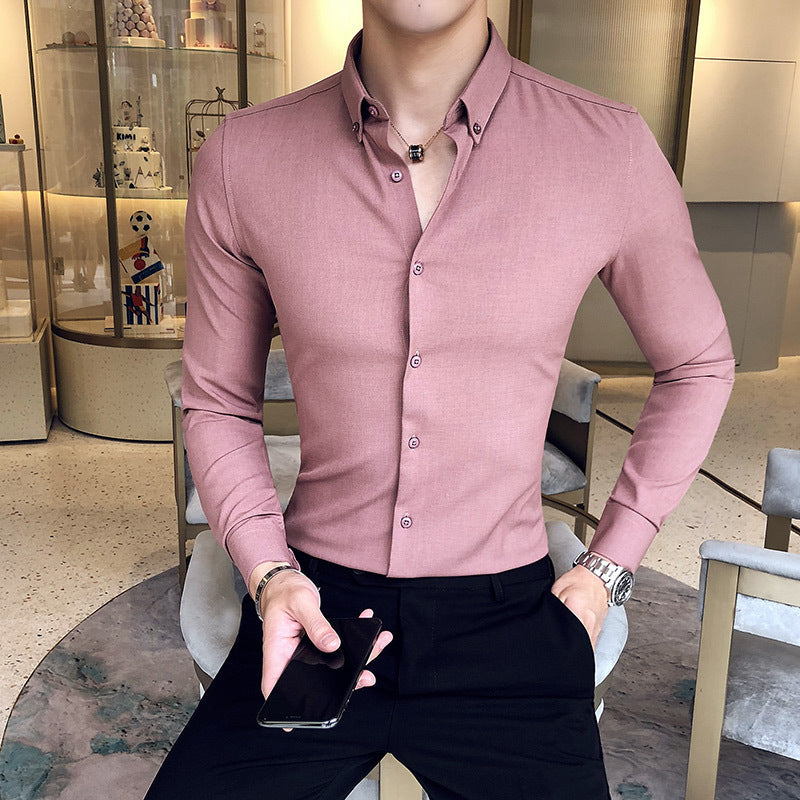 Solid Color Shirt British Yupi Gentleman Style Youth Long Sleeve Shirt Buy Center