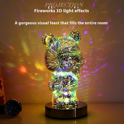 Fresh Arrivals at Buy Center: 3D Glass Multicolor Fireworks Finger Bear USB Dream Atmosphere Bedside Lamp