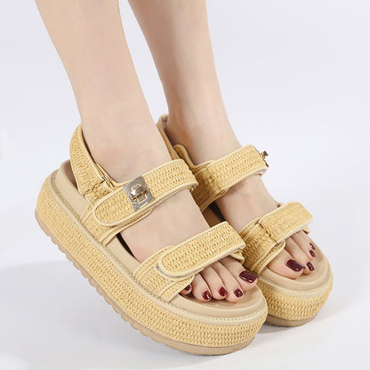 Hot New Items at Buy Center: Women's Summer Open Toed Woven Hollowed Flat Sandals