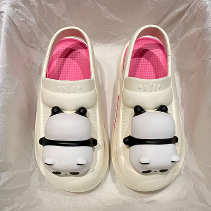 Just Arrived at Buy Center: 2024 Cute Slipper With Panda Lamp Summer Sandales Femme Light Funny Woman Slippers Shoes Women 605 Panda Lamp White Rose