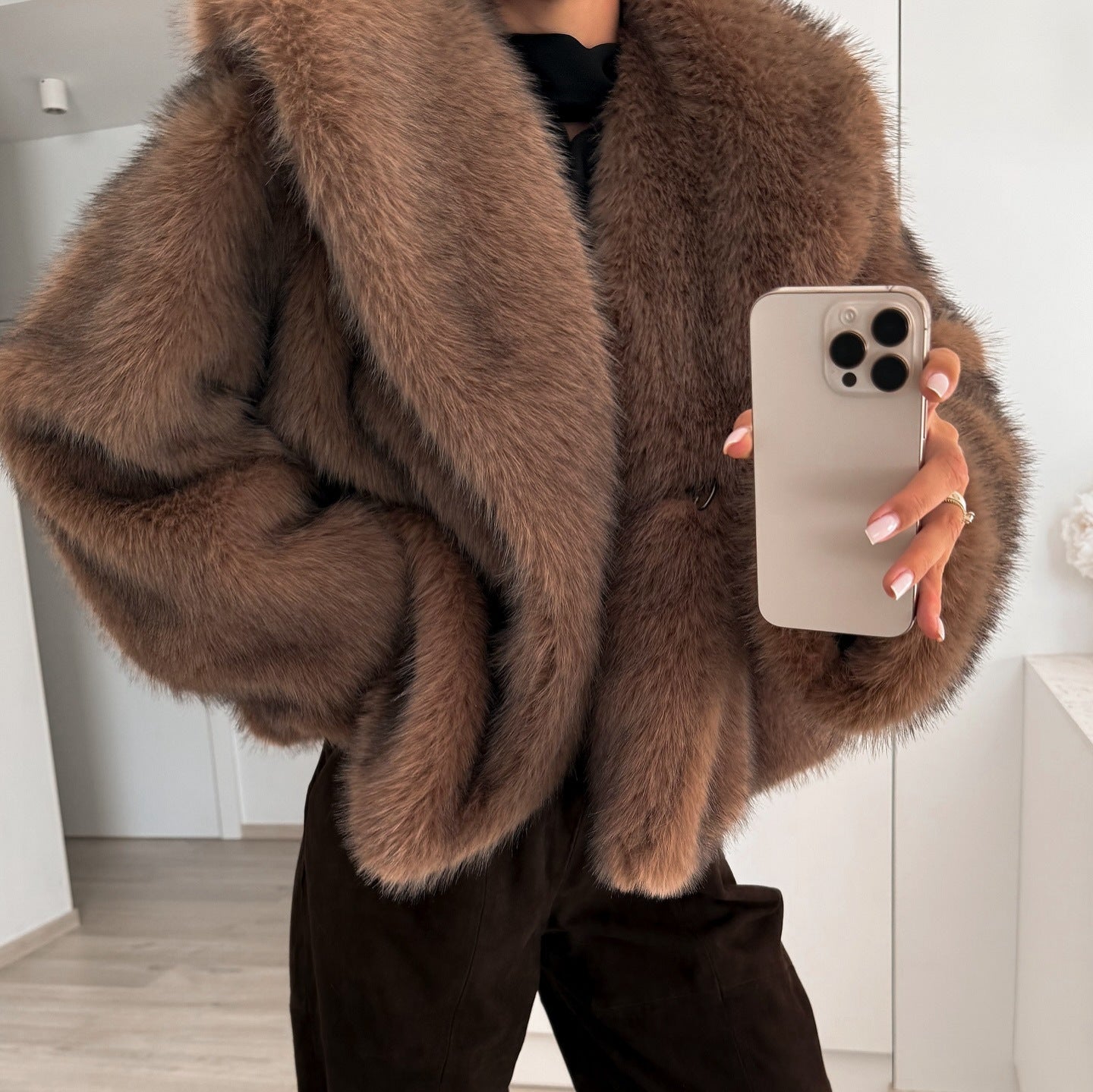 Solid Color Plush Coat Fur Women's Clothing Buy Center