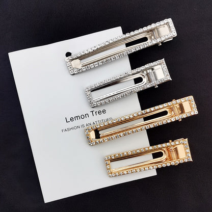 Just Arrived at Buy Center: 8cm Large Rectangular Metal Barrettes Rhinestone