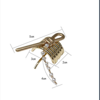 Horquilla para el pelo decorativa con cadena de perlas de gran sentido, de metal, a la moda, para coleta baja