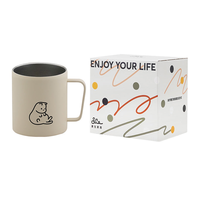 Capped Mug, Insulated And Cold Water Cup, Cute Girl's Coffee, Birthday Gift Buy Center