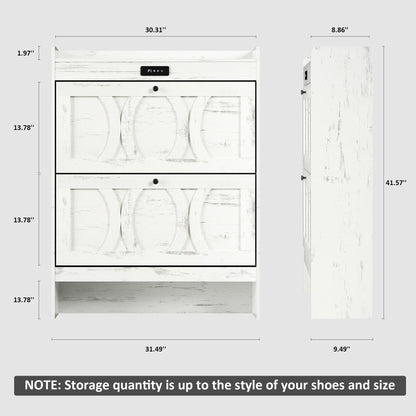 VFF Deodorizing Shoe Storage Cabinet With 2 Flip Drawers,LED Touchsreen Freestanding White Buy Center