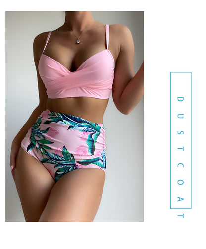 Hot New Items at Buy Center: Steel Bracket Push Up High Waist Slim And Sexy Printed Split Bikini