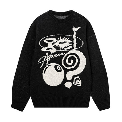 Plush American Hand Drawn Brocade Sweater Men's Autumn Winter Retro Loose Buy Center