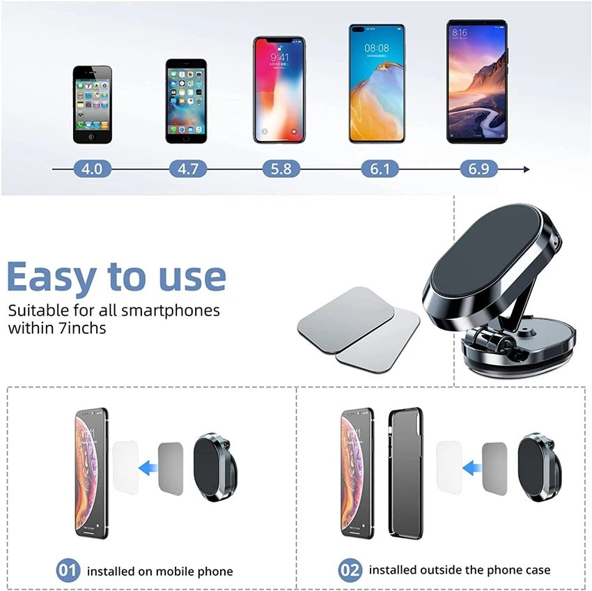 Rotate Metal Magnetic Car Phone Holder Foldable Universal Mobile Phone Stand Air Vent Magnet Mount GPS Support Buy Center