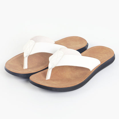 New Casual Outdoor Breathable Slippers Cross-border Plus Size Soft Bottom Flip-flops Beach Shoes White