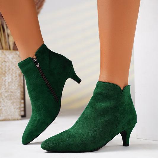 Buy Center Exclusive Offer-Suede Stiletto Heel Ankle Boots Pointed-toe Ankle Boots