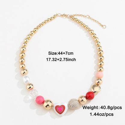 Buy Center Special-Fashion Original Design Heart Peach Pearl Combination Bracelet Suit DNXN04709color