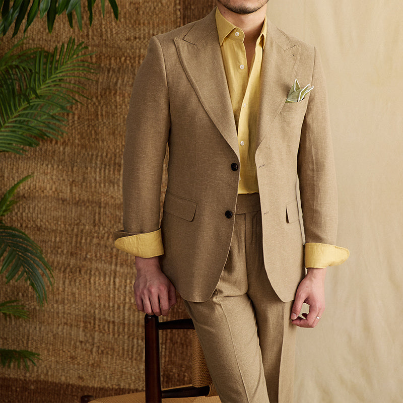 Buy Center Top Rated-Suit Lyocell Breathable Thin High-end Suit Khaki