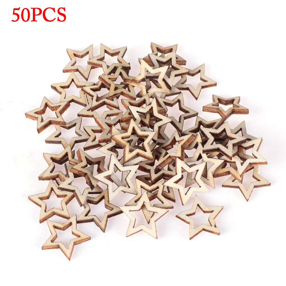 Newly Arrived at Buy Center: Wooden Crafts Five-pointed Star Hollow Handmade Accessories 20mm fivepointed star 50PCS