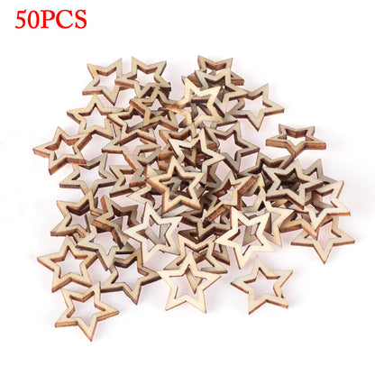 Newly Arrived at Buy Center: Wooden Crafts Five-pointed Star Hollow Handmade Accessories 20mm fivepointed star 50PCS