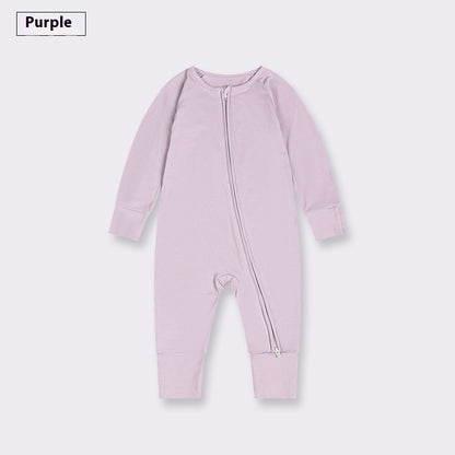 Hot New Items at Buy Center: Bamboo Fiber Baby Jumpsuit Baby Zipper Pajamas Vine Purple