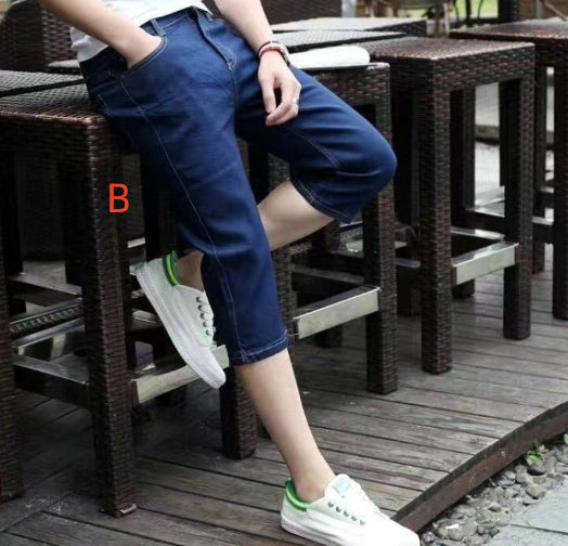 Hot New Items at Buy Center: Gradient Denim Shorts Men's Summer Drawstring Elastic Waist