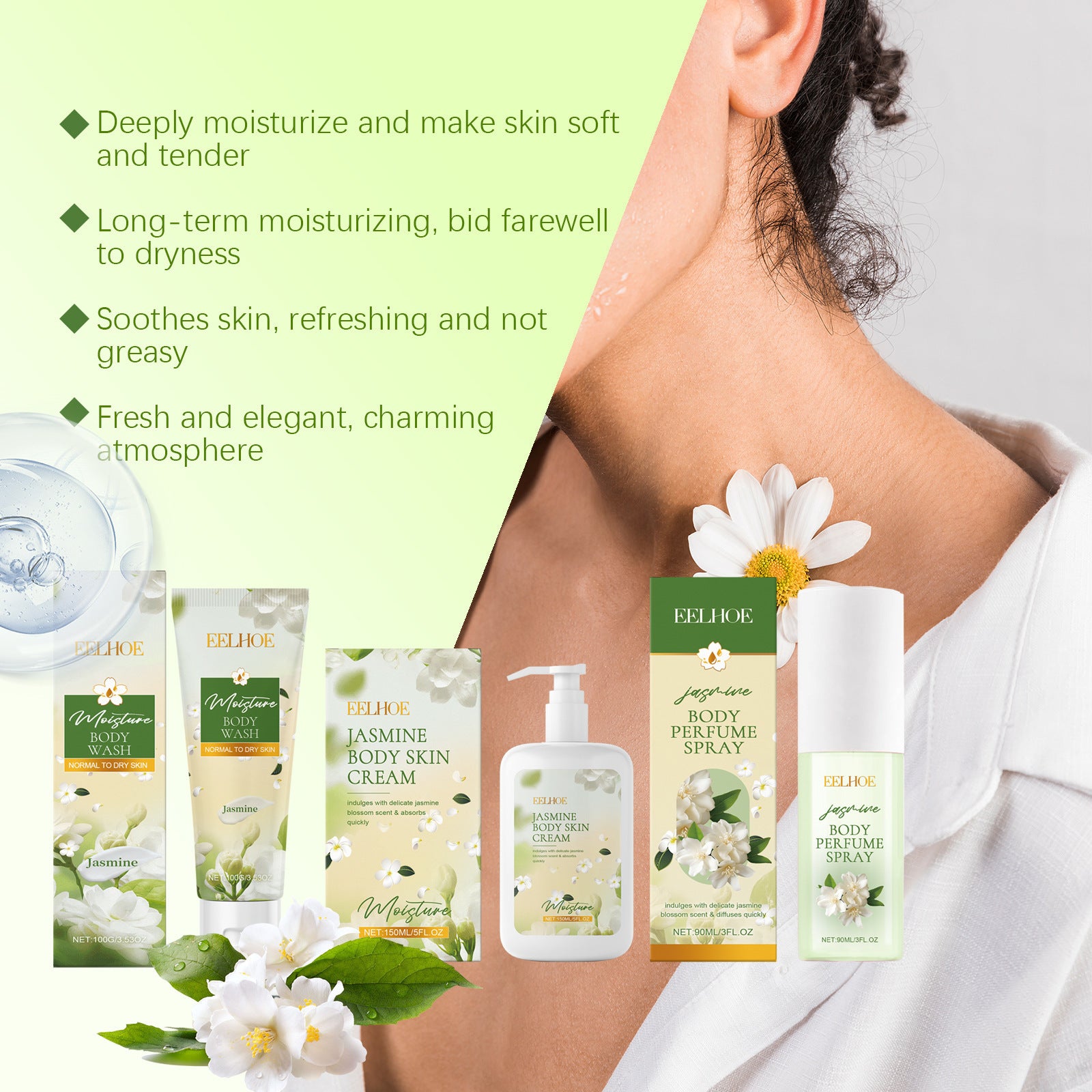 Buy Center Ultimate-Jasmine Body Skin Care Set Clean And Moisturizing