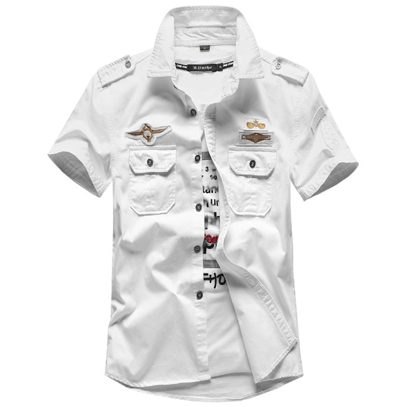 Just Arrived at Buy Center: Summer Men's Short-sleeved Shirt Plus Size White