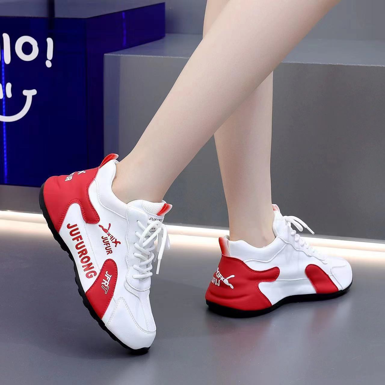 Couple Sports Casual PU White Shoes All-match Wear-resistant