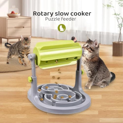 Newly Released at Buy Center: Interactive Dog Cat Food Puzzle Toy Slow Feeder Pet Bowl Treat Boredom Dispensing Slow Feeder Anxiety IQ Training In Smart Feeding And Adjustable Height For Small Medium Dogs