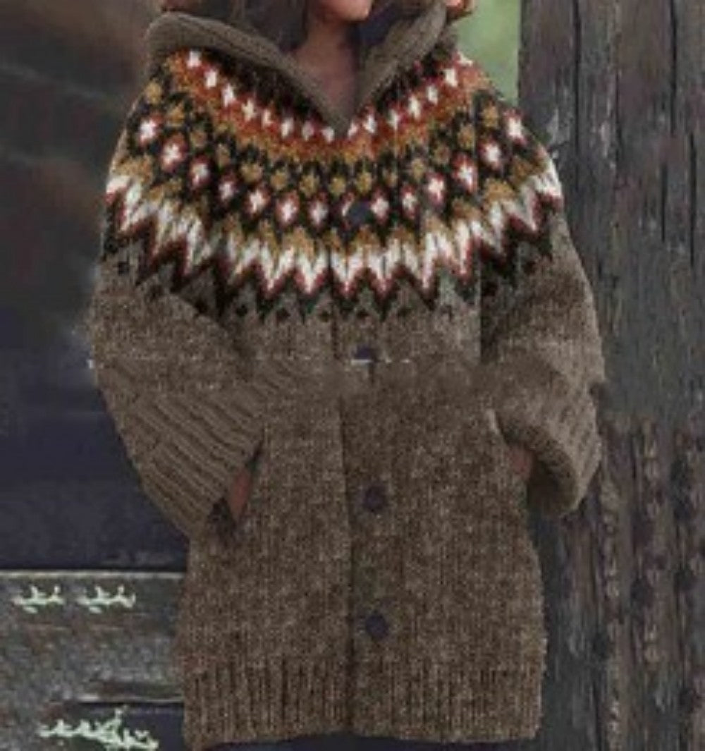 Retro Coat Lazy Hooded Knitted Buy Center