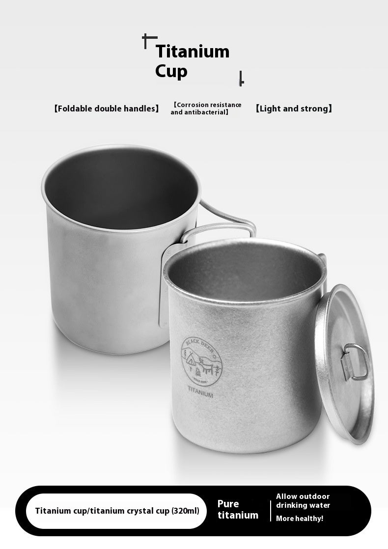 Just Arrived at Buy Center: Pure Titanium Metal Lidded Folding Handle Mug