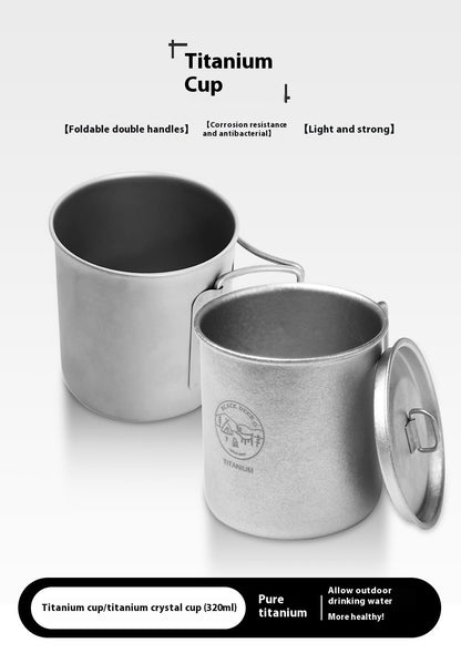 Just Arrived at Buy Center: Pure Titanium Metal Lidded Folding Handle Mug