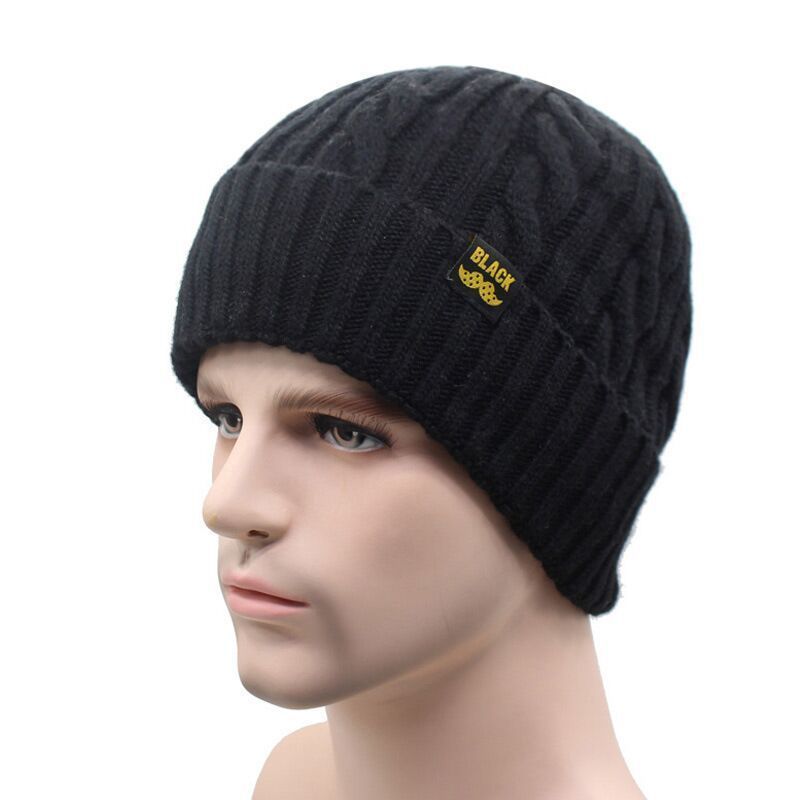 Gorro de punto europeo y americano para hombre, gorro de otoño e invierno