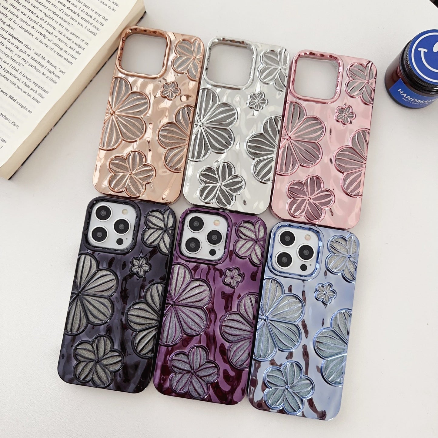 Buy Center Trend-Electroplating Pleated Flower I Phone Case