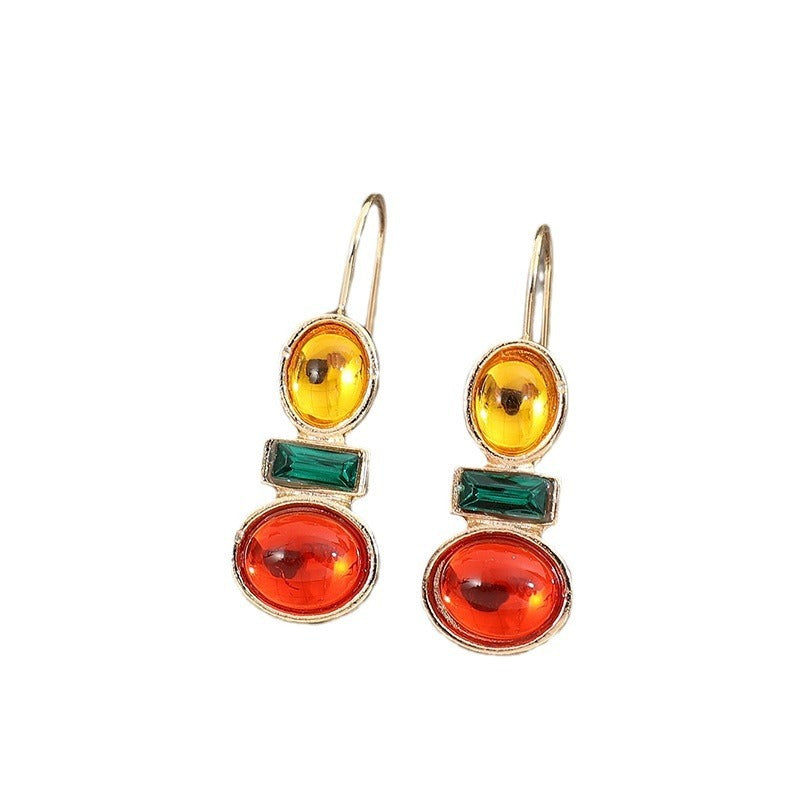 Buy Center Ultimate-Phnom Penh Inlaid Gem Women's Earrings Simple Gold