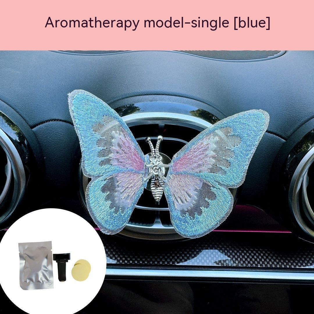 Just Arrived at Buy Center: Moving Embroidery Butterfly Center Console Air Outlet Decoration Healing Series Car Accessories Blue Aromatherapy 1PC