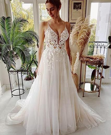 Women's Wedding Dress Lace Strap Backless Buy Center