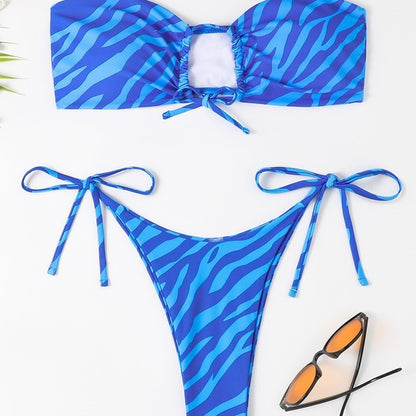 New Women's Fashion Bikini Striped Printed Swimsuit