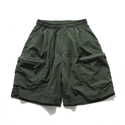 Newly Released at Buy Center: Loose Pockets Zipper Cargo Shorts Men Green