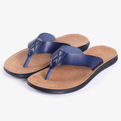 New Casual Outdoor Breathable Slippers Cross-border Plus Size Soft Bottom Flip-flops Beach Shoes Blue