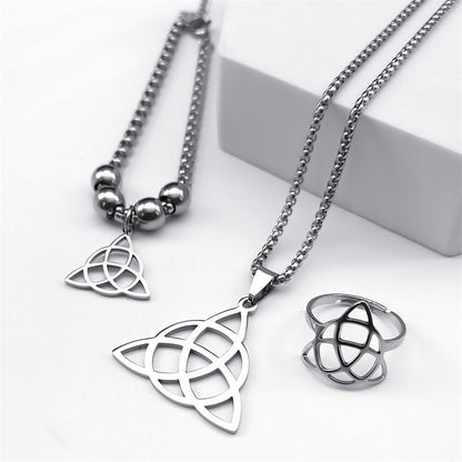 Collier pendentif triangle cercle en acier inoxydable