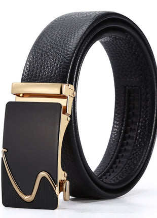 Ceinture d'affaires à boucle automatique en cuir pour homme