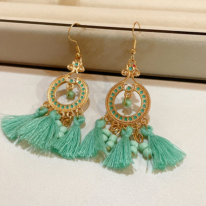 Buy Center Handpicked- Bohemian Retro Fashion Earrings For Women Ear Hook Gold Green