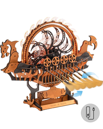 Fresh Arrivals at Buy Center: ROKR Dragon-boat Electric Mechanical 3D Wooden Puzzle Toys Games Boy Xmas Gift LK802