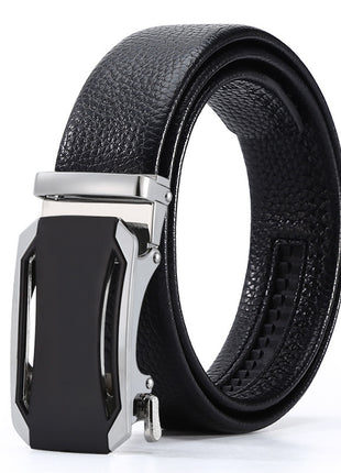 Ceinture d'affaires à boucle automatique en cuir pour homme