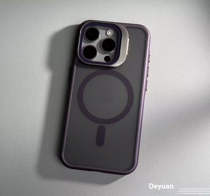 Hot New Items at Buy Center: Semi-transparent Frosted Bracket Magnetic Suction Phone Case Soft Frame Drop-resistant Dark Purple