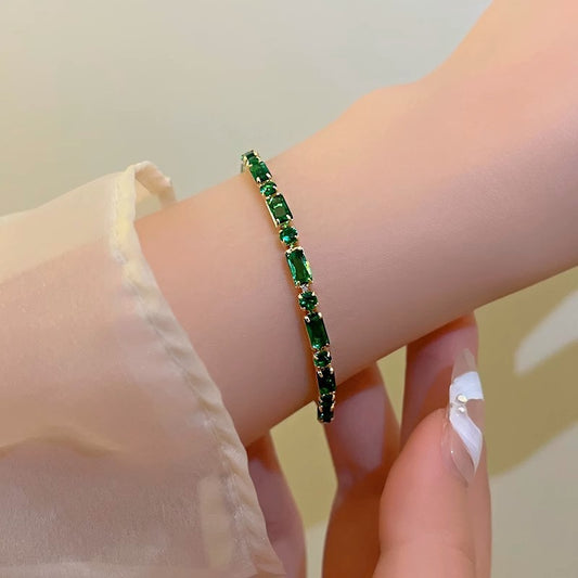 Buy Center Hot Pick-Copper Micro Inlay Vintage Emerald Zircon Bracelet