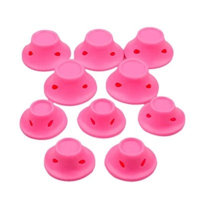 Hot New Items at Buy Center: Soft Rubber Magic Hair Care Rollers Silicone Hair Curlers No Heat Hair Styling Tool 5S pink