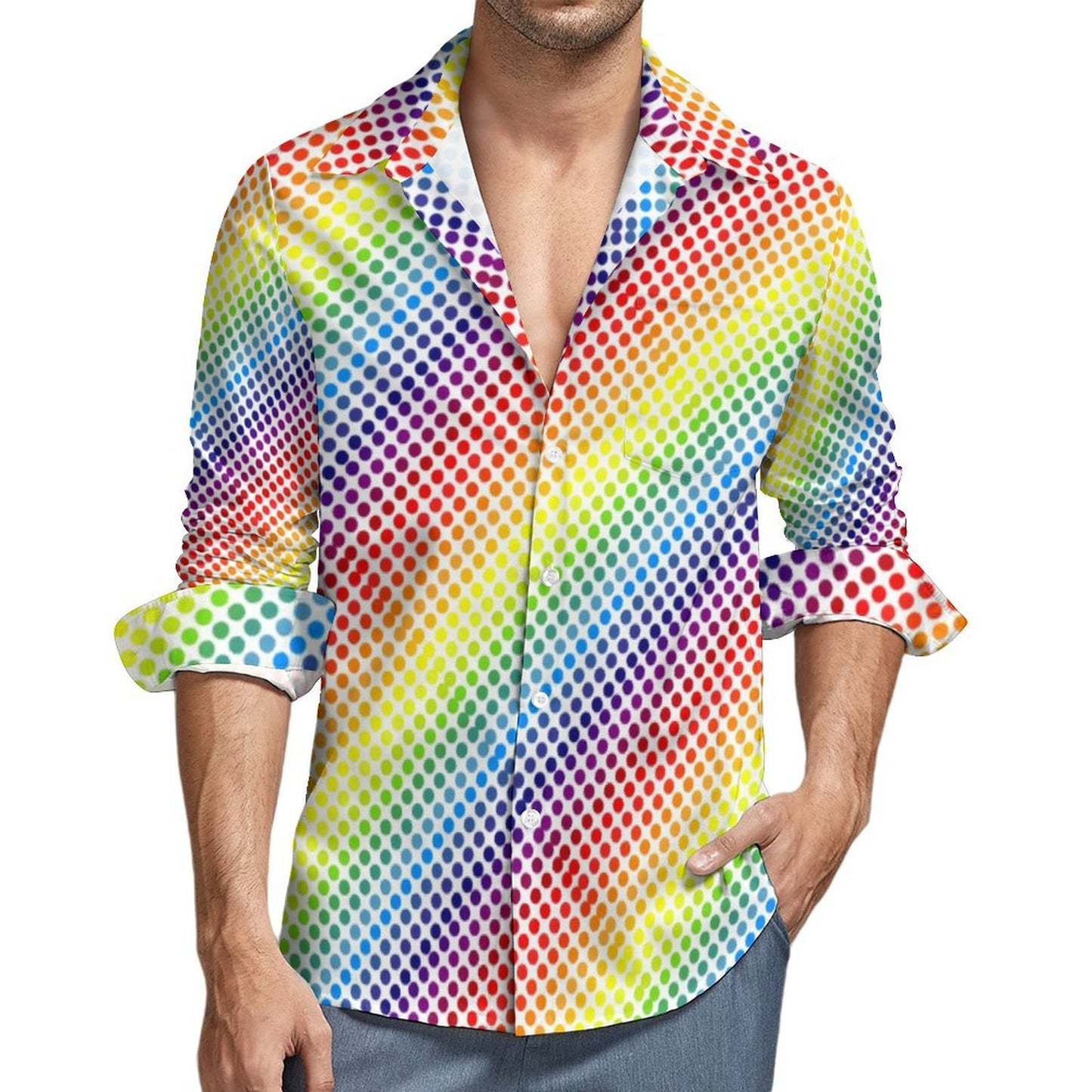 Chemise à manches longues pour homme avec impression numérique