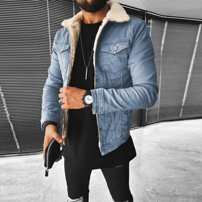 Just Arrived at Buy Center: Lamb Wool Thickening Denim Jacket